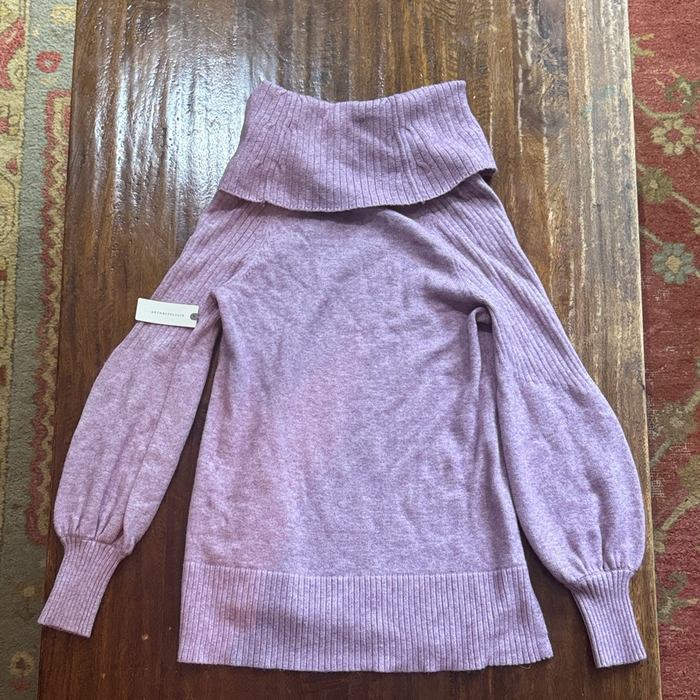 NWT Anthropologie Purple Cowl Neck Sweater